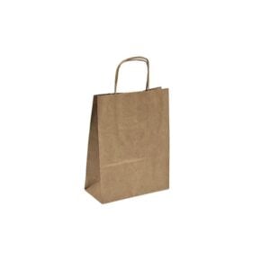 W180+G80xH240mm Brown Paper Twist Handle Carrier Bag (ribbed)