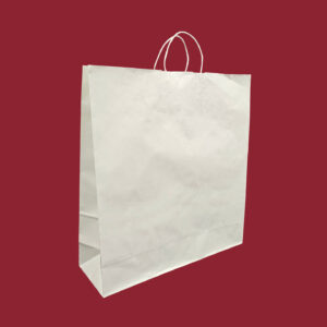 W450+G150xH490mm White Paper Twist Handle Carrier Bag (ribbed)