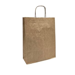 W320+G120xH410mm Brown Paper Twist Handle Carrier Bag (ribbed)