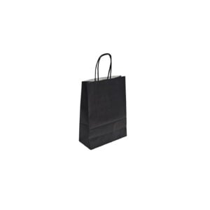 W180+G80xH240mm Black Paper Twist Handle Carrier Bag (ribbed)