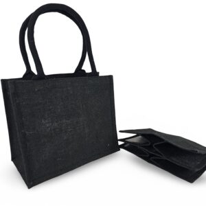 One of ESC Packaging's 6 bottle black jute carrier bags.