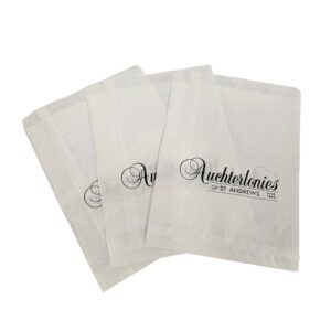 AUCHTERLONIES Flat Paper Bag 180mm x 240mm White Kraft Unstrung Printed 1 pantone