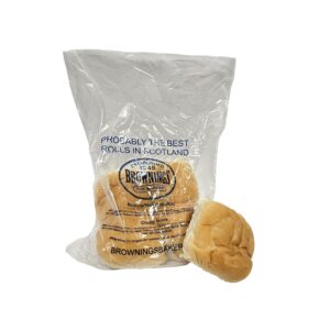 Branded Brownings bag on roll Natural foodgrade LDPE 30_ recycled content