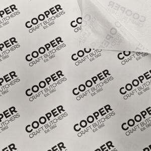 COOPER CRAFT BUTCHERS White Kraft HDPE Glued on Backer Duplex Sheet Printed black