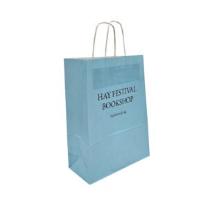 Hay Festival Paper twist handle carrier bag printed blue