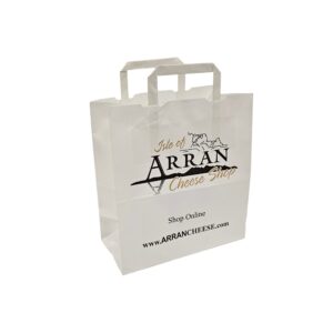 Isle of Arran white kraft paper tape handle carrier bag printed 2 colours