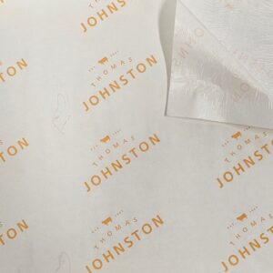 JOHNSTON BUTCHERS white recycled Duplex with HD glue backer sheet printed yellow