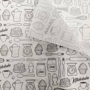 KITSCHNBAKE Greaseproof Paper White Foodgrade Printed Black