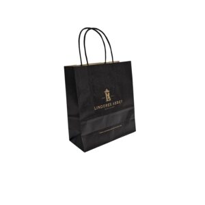 LINDORES DISTILLERY Black Twisted String Handle Carrier 100gsm Overprinted