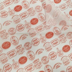 LUIGIS Greaseproof Paper White Foodgrade Printed Red