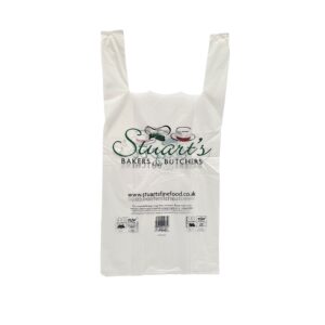 RT STUART Compostable Cornstarch Vest Carrier Bag Natural Printed 3 colours