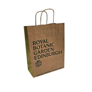 Royal Botanic Gardens Edinburgh twisted string handle brown kraft carrier bag printed 2 colours