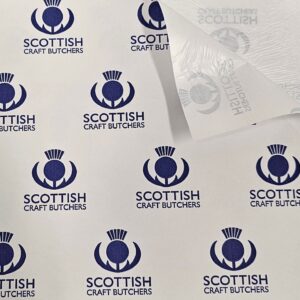 SCOTTISH CRAFT BUTCHERS White Kraft Duplex Sheet HDPE Glued on Backer Sheet Printed Blue