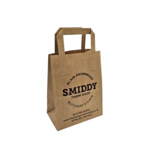 SMIDDY Brown Kraft Paper Tape Handle Carrier Bag Printed Black