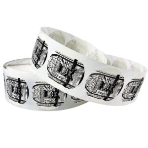 THE WITCHERY Stickers 40mm Diametre Circle Laid Woven White Paper