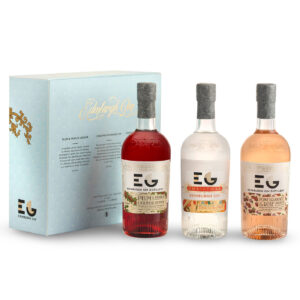 3. Edinburgh Gin Bottle Box back with three display bottles