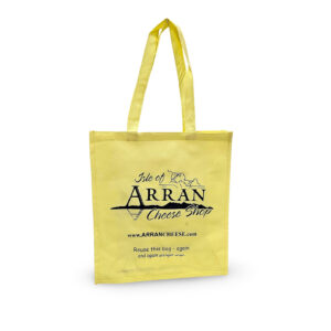 ARRAN CHEESE NWPP Bag 90gsm Cream with Self Looped Handles Printed Dark Blue