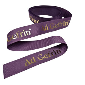 Ad Gefrin Purple Grosgrain ribbon with gold print
