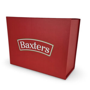 BAXTERS XL Red flat pack collapsible magnetic christmas hamper box