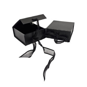 Black Ribbon magnetic gift box with black ribbon ties