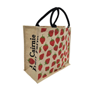 CAIRNIE FRUIT FARM Juco Bag Natural Laminated with Black Short Stuffed Cotton Handles