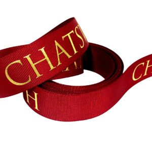CHATSWORTH Red Grosgrain Ribbon with gold print