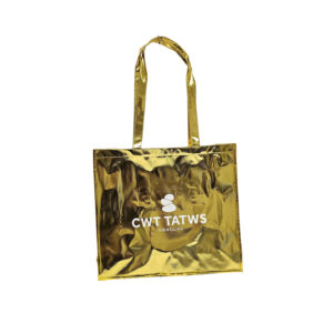 CWT TATWS Metallic gold NWPP bag with Long self looped gold metallic handles