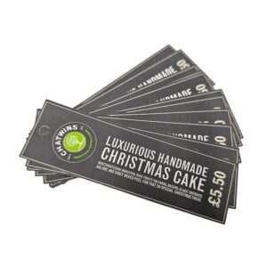 Chatwins Grey gift tags with punched holes and logo with white print