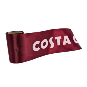 Costa Maroon satan broad Ribbon with white logo