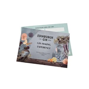 EDINBURGH GIN Postcard Gin making experience A6 Printed CMYK Soft touch Laminated