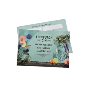 EDINBURGH GIN Postcards A6 Aroma Alchemy class printed CMYK Soft Touch Laminated