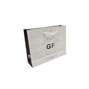 G & F White Kraft Paper Jewelry and gift bag with white cotton rope handles
