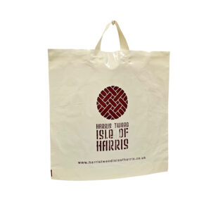 HARRIS TWEED LDPE Flexi Loop Bag Ivory Printed Burgandy wide bag