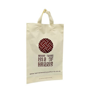 HARRIS TWEED LDPE Flexi Loop Bag Ivory printed Burgandy tall bag