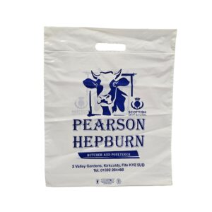 Hepburn sugar cane bag printed blue with punched handle