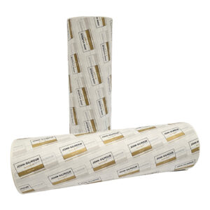 John Gilmore white paper kraft reel printed gold and black