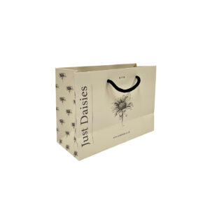 Just Daisies coated art paper printed cream Rope handle carrier