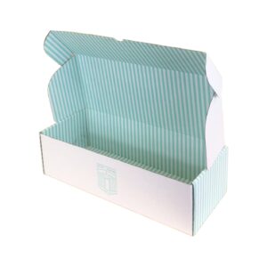 LINA STORES Small mailing box printed green stripes inside