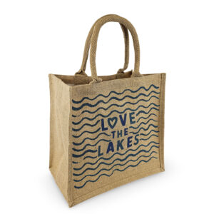 Love the lakes Large Jute Natural highest grade laminated with cotton stuffed handles