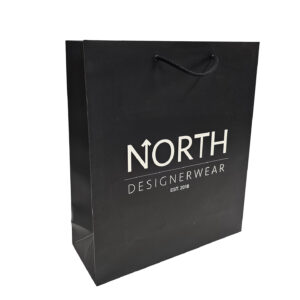 North Designer wear laminated luxury carrier bag with rope handles