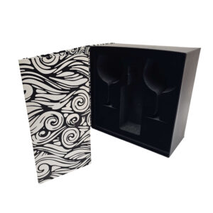 Orkney Distillery luxury gift box printed black and white with 2 glass foam fitment