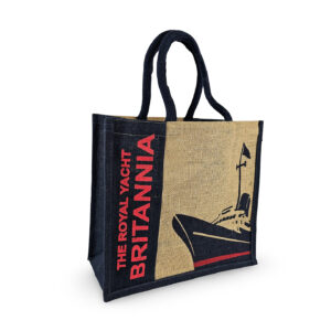 ROYAL YACHT BRITTANIA Jute Bag Printed Red & Blue WITH Stuffed handles