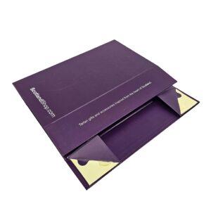 SCOTLAND SHOP purple collapsible box with 4 corner stickers and 2 magnets on lid printed silver