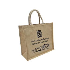 SCOTTISH PARLIAMENT Juco Bag Natural Short Handle Shopper Printed Purple