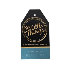 The Little Things candy gift tags printed blue with gold foil