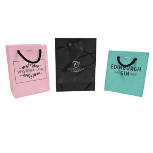 Wysteria lane clarksons and Edinburgh gin trio set of small laminated gift carrier bags