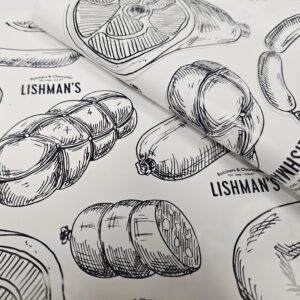 LISHMANS HDPE Butcher Sheets White Opaque Foodgrade Printed Blue