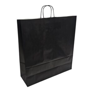 W450+G150xH490mm Black Paper Twist Handle Carrier Bag (ribbed)
