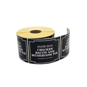 HEPBURNS Stickers Chicken Bacon & Mushroom Pie Rectangle Semi Gloss Super Coat Printed CMYK 2026