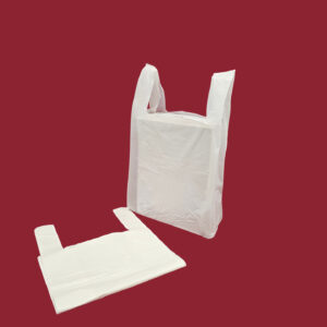 200x318x400mm 18mu White Tax Exempt HDPE Vest Carriers